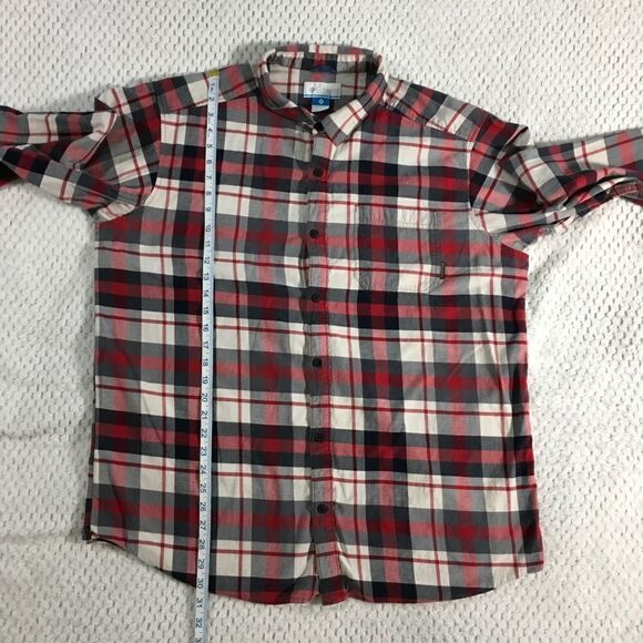 Columbia XXL, long sleeve, button down, black, red, white, gray plaid. - Picture 4 of 7